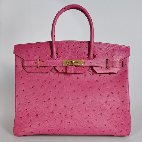 H35POSG Hermes Birkin 35CM Peach Ostrich strisce di cuoio (oro)